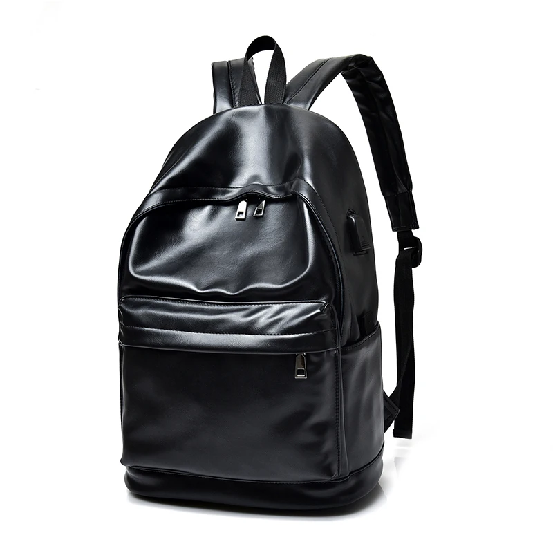 

2019 Men Casual USB interface Fashion Backpacks Laptop Student Bagpack Women PU leather Packsack Large Capacity Bags Mochilas