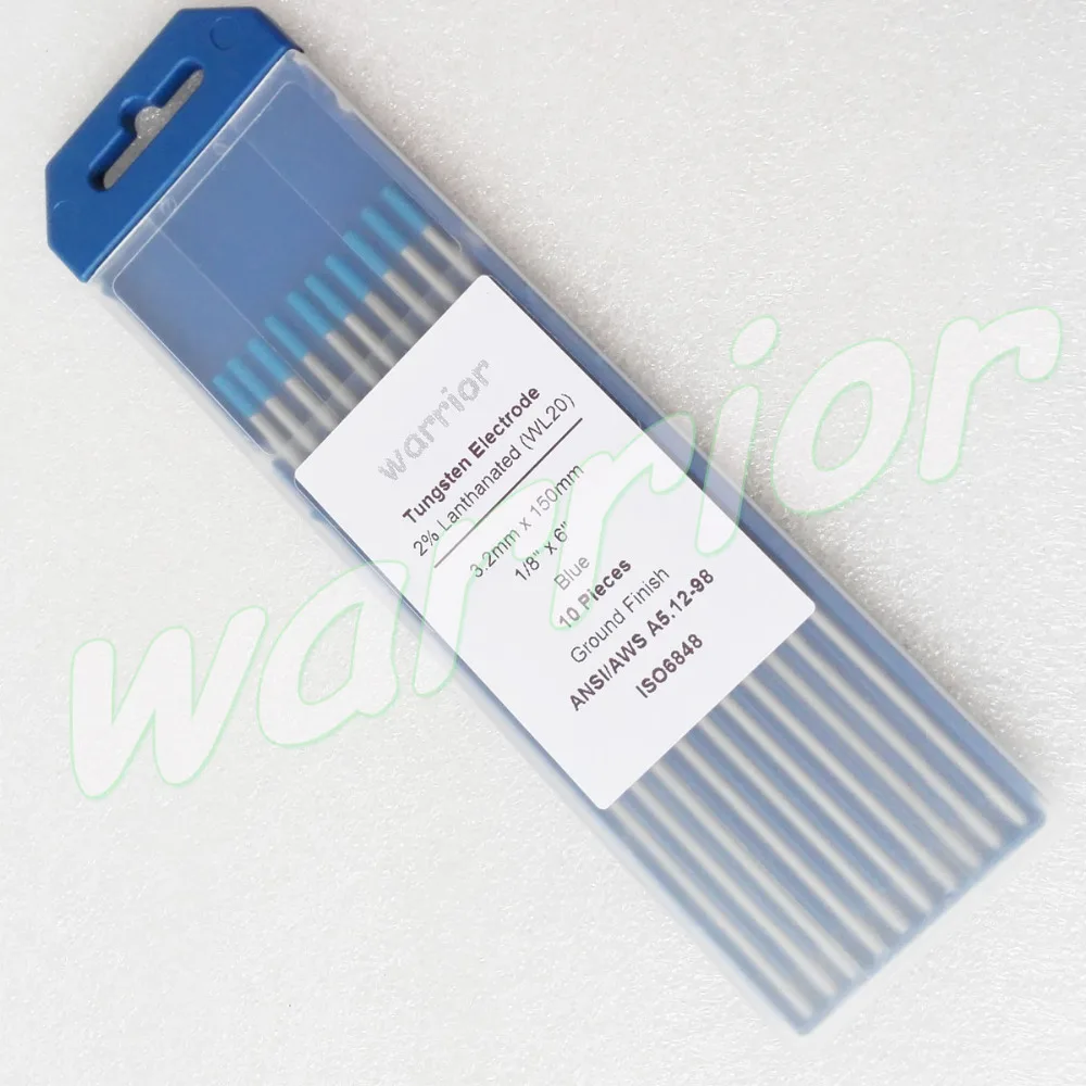 

WL20 TIG Tungsten Electrodes AC DC Welding 3.2*150mm 1/8"-6" Blue Tips For Big Amperage Rod Pack of 10Pcs