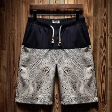 Новые мужские шорты,, повседневные пляжные шорты мужские, новые летние повседневные, в этническом стиле, свободные, хлопковые, конопли, пляжные шорты, брюки
