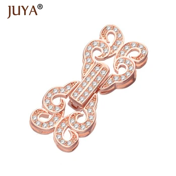 

Micro Pave CZ Rhinestone Copper Fashion Fold Over Clasps Fit For Gemstone Pearls Chain Necklace Bracelets Accessories Findings