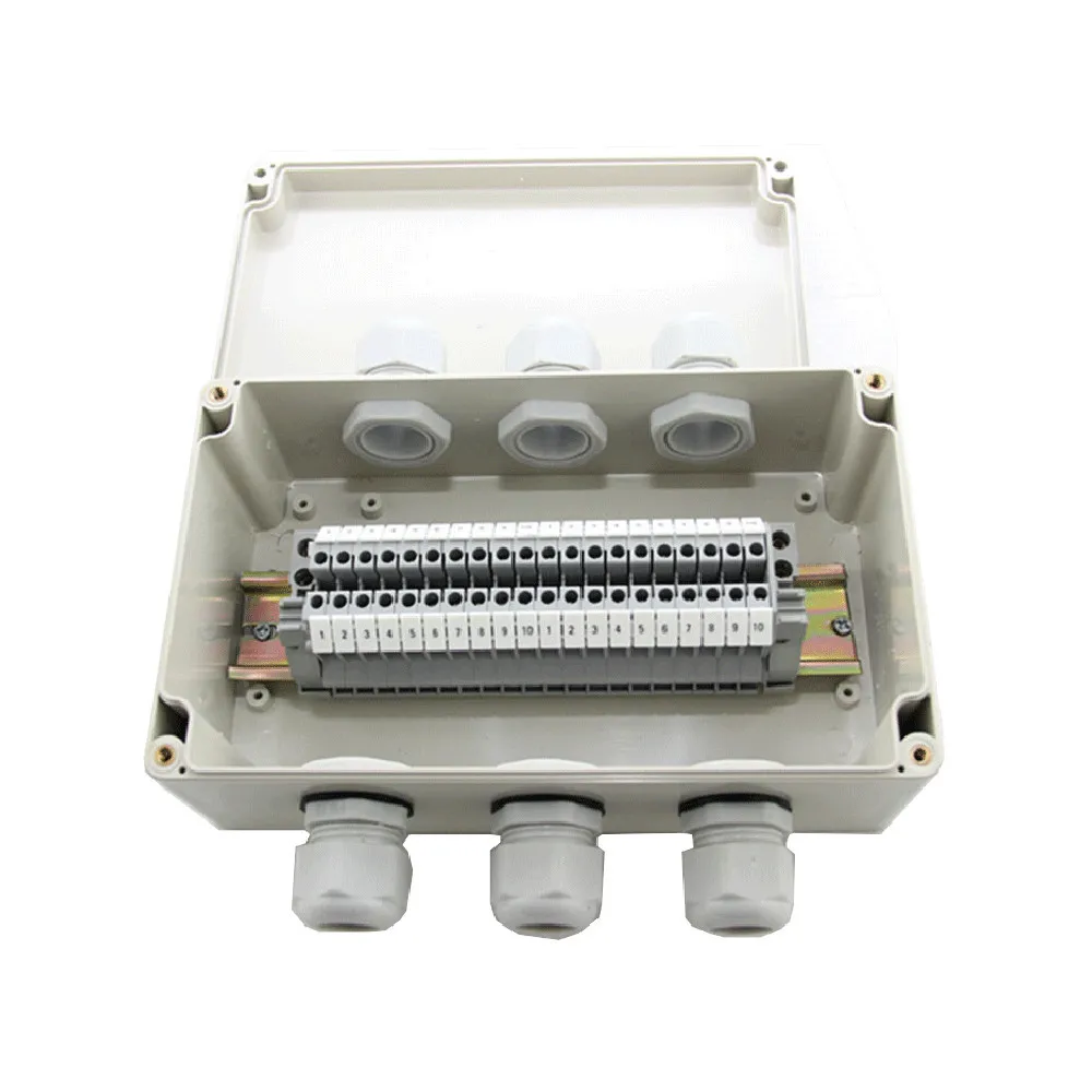 Cabo de Fiação Caixa de Junção 200 120 75mm com Uk2.5b Blocos de Terminais Ip65 em 3 da à Prova d’ Água 3 Fora Trilho Din