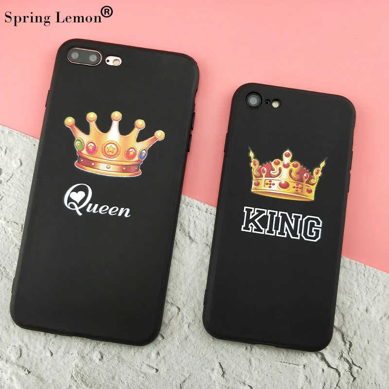 Phone Case NEW King Queen Color Crown Soft Case For iPhone