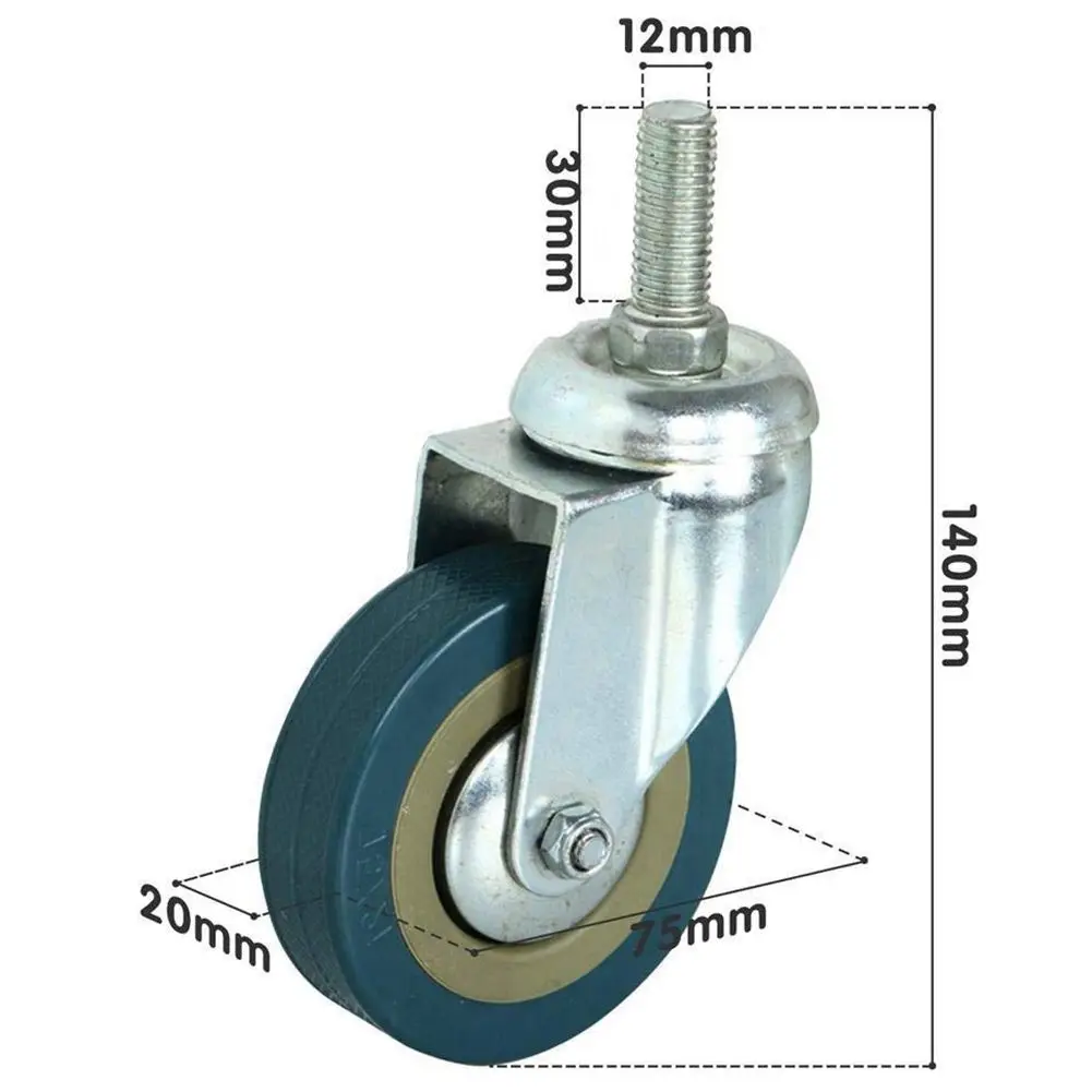 

Heavy Duty 75mm Swivel Castor with Brake Trolley Casters wheels for Furniture, Set of 4