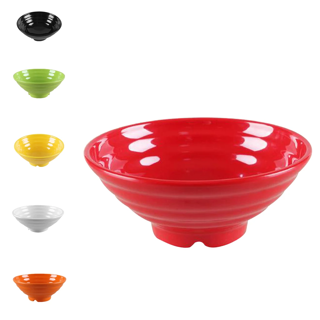 Easy Grasp Melamine Plastic Large Noodles Bowl Skidproof Striated Soup Food Storage 6 Colors Select