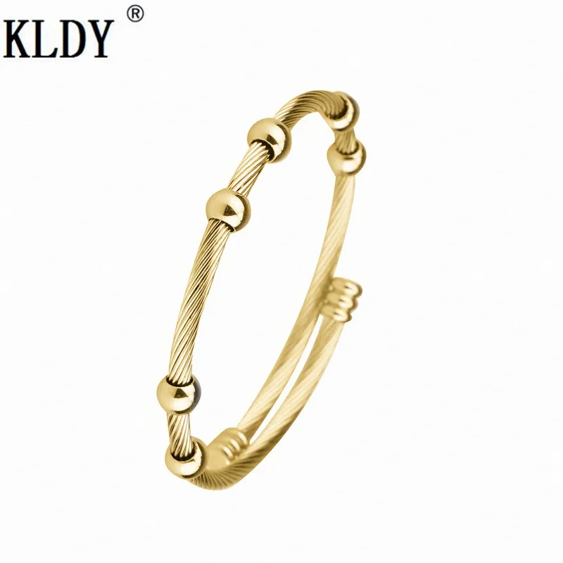 KLDY браслет из нержавеющей стали с золотыми манжетами регулируемый для мужчин и