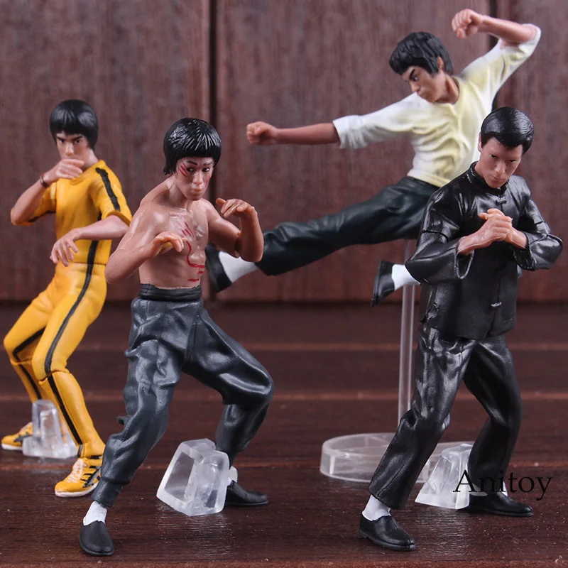 Free Shipping Cool Bruce Lee Kung Fu PVC Action Figures Collection Toys 4pcs/set New in Box OTFG070