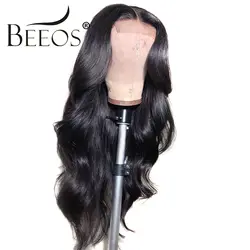 Beeos Бразильский объемной волны 13*6 Синтетические волосы на кружеве человеческих волос парики для Для женщин Remy Синтетические волосы на