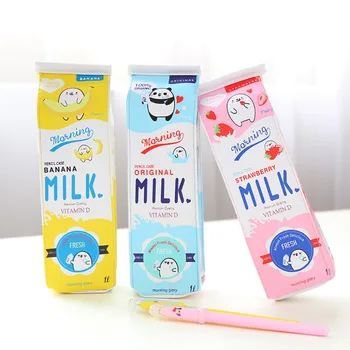 

Cartoon Morning Milk PU Leather Pencil Case Stationery Storage Organizer Bag School Office Supply Escolar