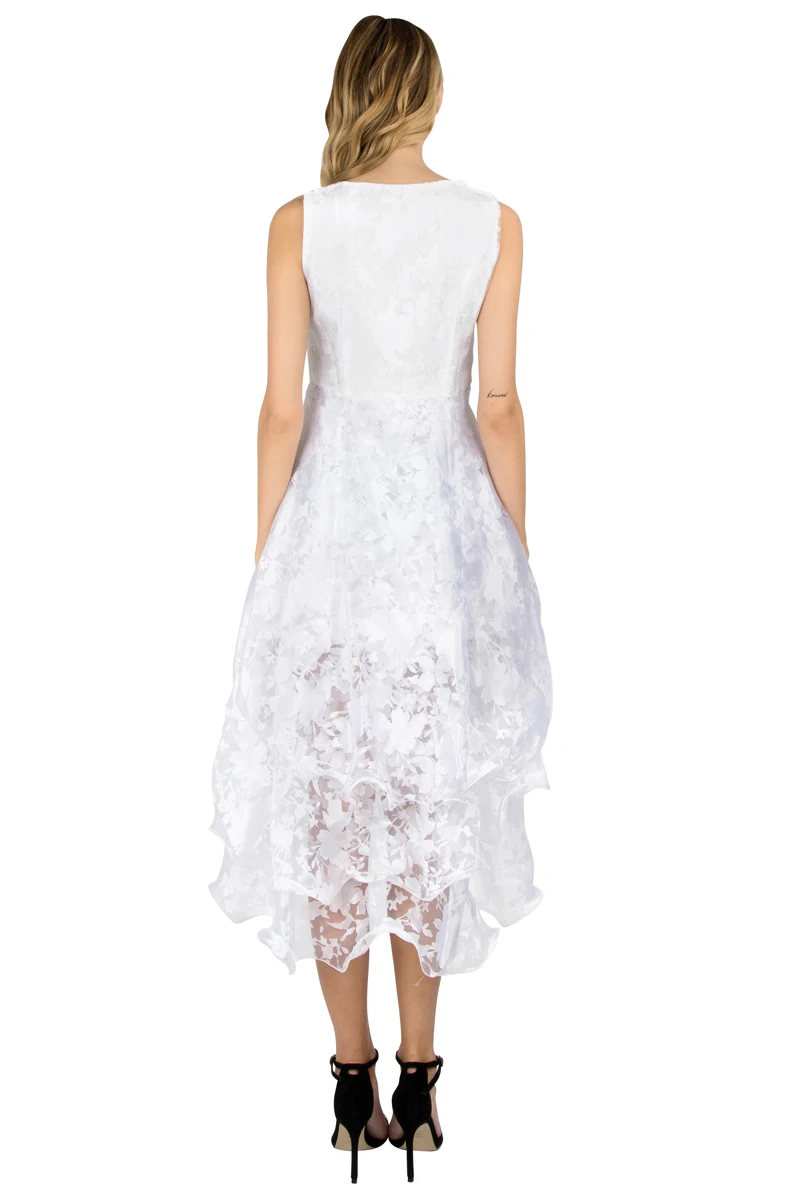 Summer Maxi Dress 2017 New Women O-Neck Sleeveless Sweet Ball Gown White Organza High Low Evening Party Long Dress Plus Size (4)