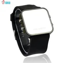 1 шт. Классических модные часы 12 миниатюрный цветной зеркальный светодиодный силиконовой лентой Для мужчин женские часы May20