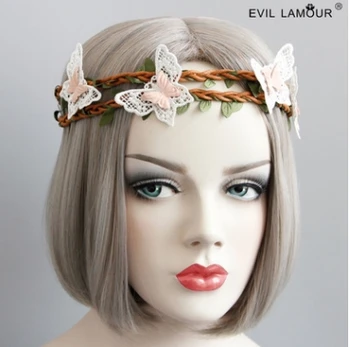 

Princess sweet lolita Hairbands Hawaii holiday seaside beach lace Butterfly Hair with photographic concave accessories FD-83