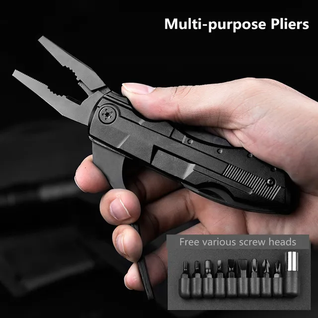 Outdoor Folding Multi-Function 5-in-1Knife Pliers Stainless Steel Home Riding Knife Pliers Screwdriver Combination Tool