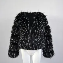 T0659 Европа и Америка мозаика имитация енота меховая куртка для женщин лисий мех пальто леди зимнее плотное короткое пальто