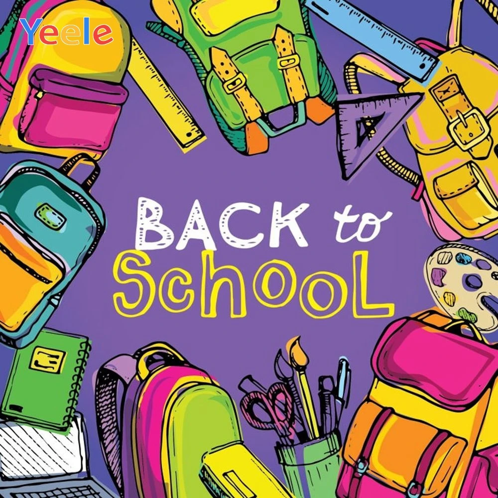 

Yeele Vinyl Bag Children Back To School Study Party Purple Photography Backdrop Customized Photographic Background Photo Studio