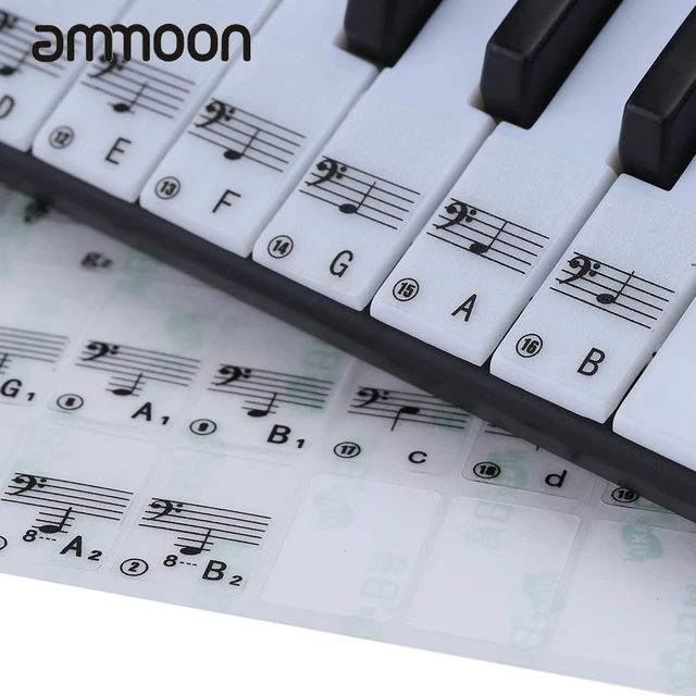 61 Keys Transparent Piano Key Note Stickers