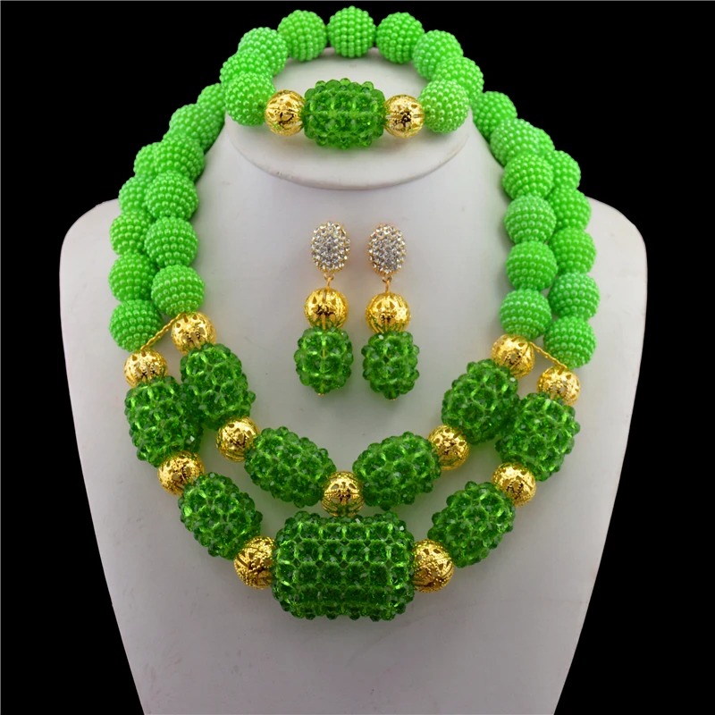 

african beads jewelry set 2017 green chunky necklaces collier round nigerian wedding african beads jewelry set crystal choker