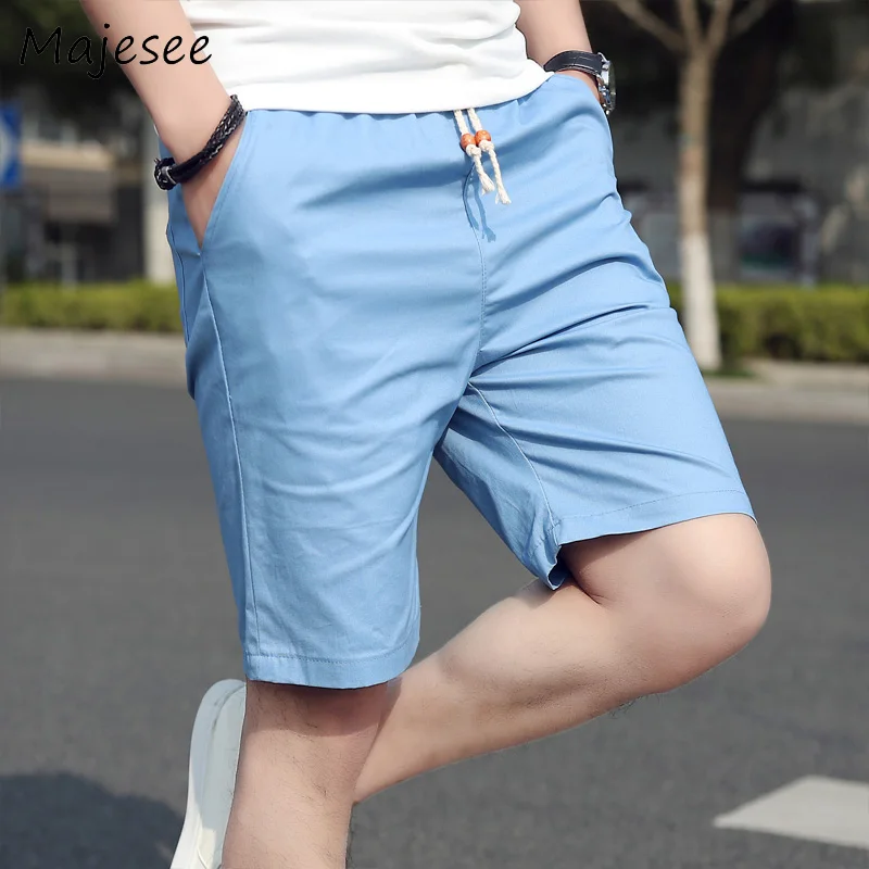 Плюс размер хлопок летние мужские повседневные короткие мужские шорты s однотонные тонкие дышащие мужские в Корейском стиле с эластичной талией Модные свободные трендовые