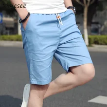 Плюс размер хлопок летние мужские повседневные короткие мужские шорты s однотонные тонкие дышащие мужские в Корейском стиле с эластичной талией Модные свободные трендовые