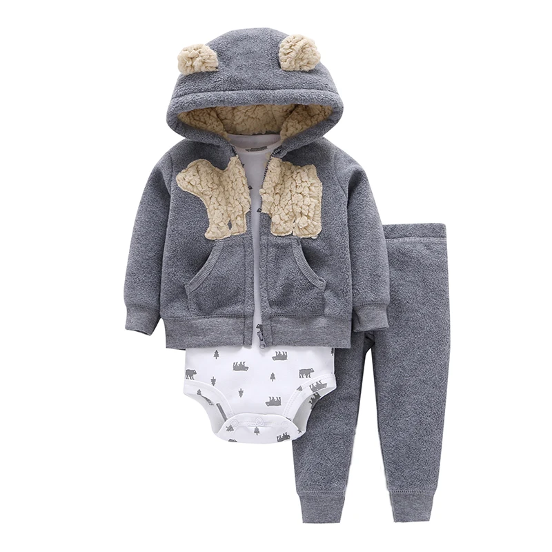 BABY BOY CLOTHES cartoon fleece jacket+bodysuit+pant newborn set girl outfit autumn winter suit INFANT CLOTHING FASHION costume