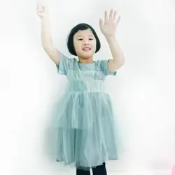 Корейский стиль платье для маленьких девочек 2019 летние новые сетки лоскутное хлопчатобумажное платье для детей Детское Праздничное