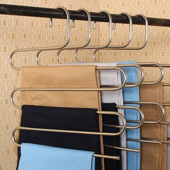 

Stainless Steel Hanger, S-shape S-type 5 Layers Multi-Purpose Hangers Storage Rack for Clothes Pants Jeans Scarf Tie