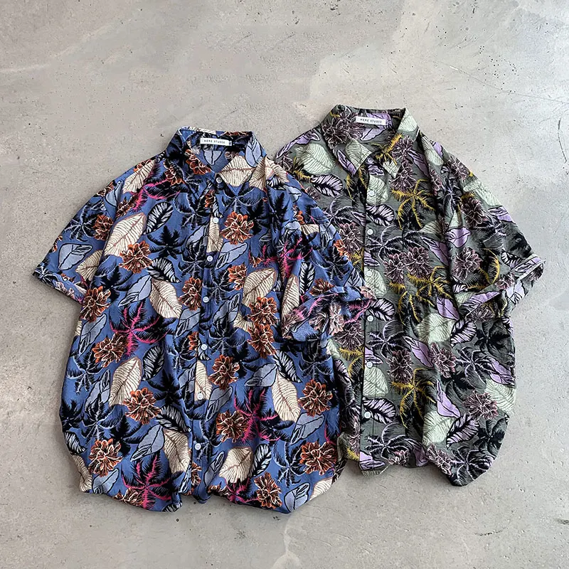 

New Arrival Mens Shirts Summer Flower Male Hawaiian Shirt S-XL Casual Men Shirt Short Sleeve
