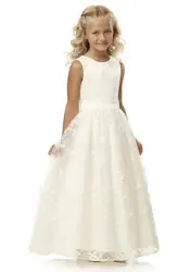 Платье с цветочным узором для девочек, однотонное платье трапециевидной формы без рукавов белого цвета и цвета слоновой кости с круглым