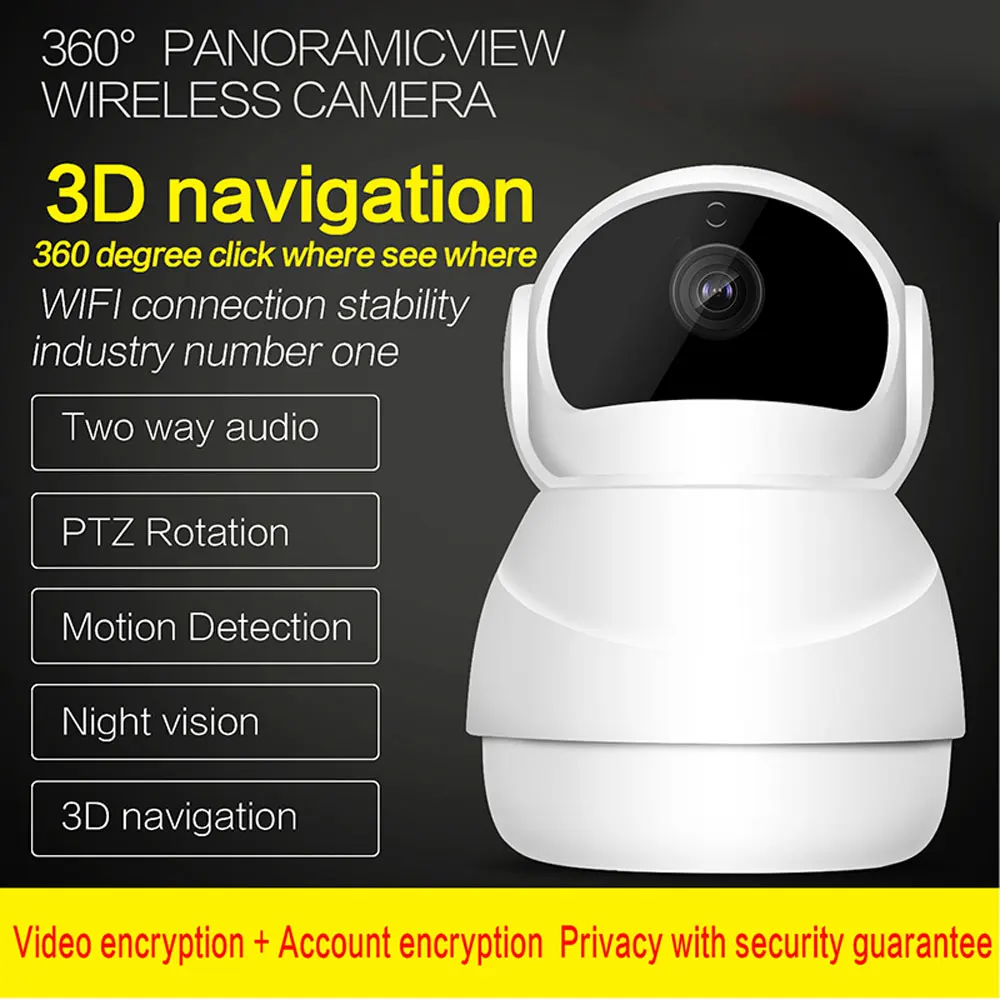 AHCVBIVN Smart Wifi IP Camera 360 Degree Panoramicview Wireless Camera Full HD Home Security H.264 Two Way Audio CCTV Camera