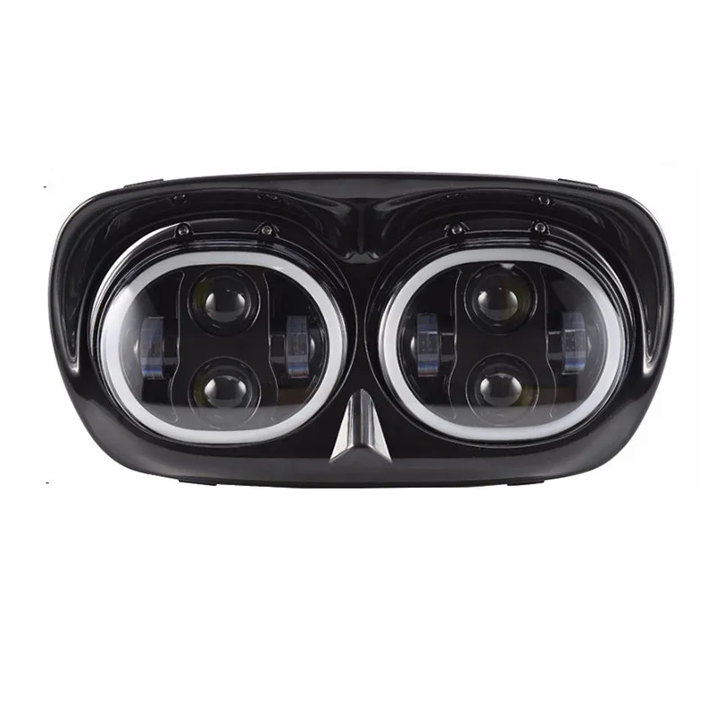 FADUIES 80W LED Projector Road Glide Headlights Assembly Angel Eyes Halo DRL Dual headlamp For Harley Road Glide head lamp (13)