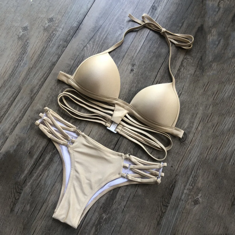 2019 woman summer casual sports sexy bikini set bronzing split beach swimsuit suit push up pretty bikinis e fatos de banho 40J5 (10)