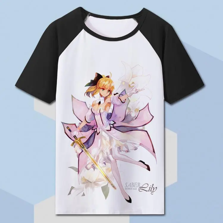 Camiseta de Fate Zero Saber para hombre, camiseta de 8 colores de Anime ...