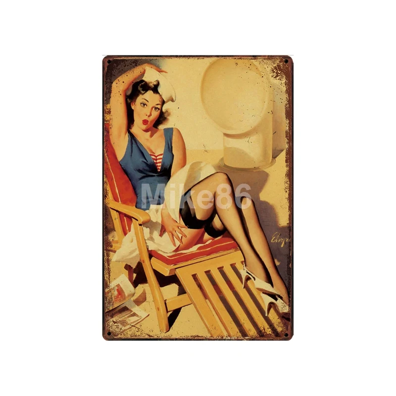 [Mike86] Вторая мировая война PIN UP Америка Россия Сексуальная металлическая табличка винтажная роспись плакат искусство 20*30 см LT-1751 - Цвет: GLA-2634