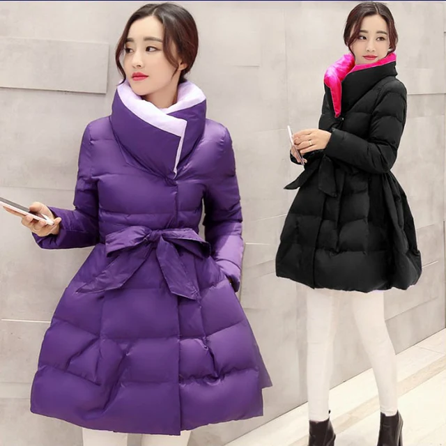 Best price at $104 Cheap Winter new Korean version of the thickening collar collar waist Princess princess skirt cotton-padded jacket female long coat