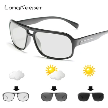 

LongKeeper Driving Photochromic Sunglasses Men Polarized Discoloration Anti-glare Sun Glasses Driving Goggles Gafas 1060/62/1822