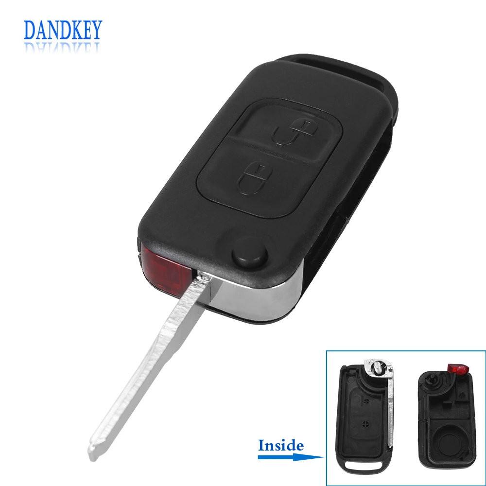 Dandkey Flip Key Switchblade Key Shell Remote Key Fob Case 2 Button For