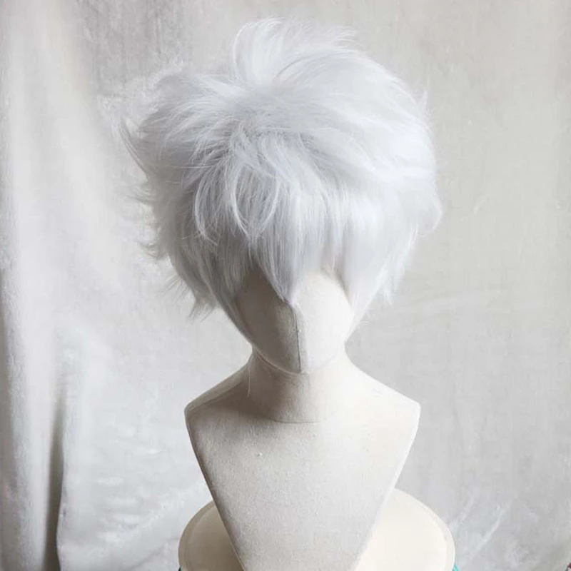 anime cosplay female New Gintama Gintoki Sakata Cosplay Wigs 35cm/13.8inches Short White Men Synthetic Hair Perucas Cosplay Wig+Wig Cap naruto costume