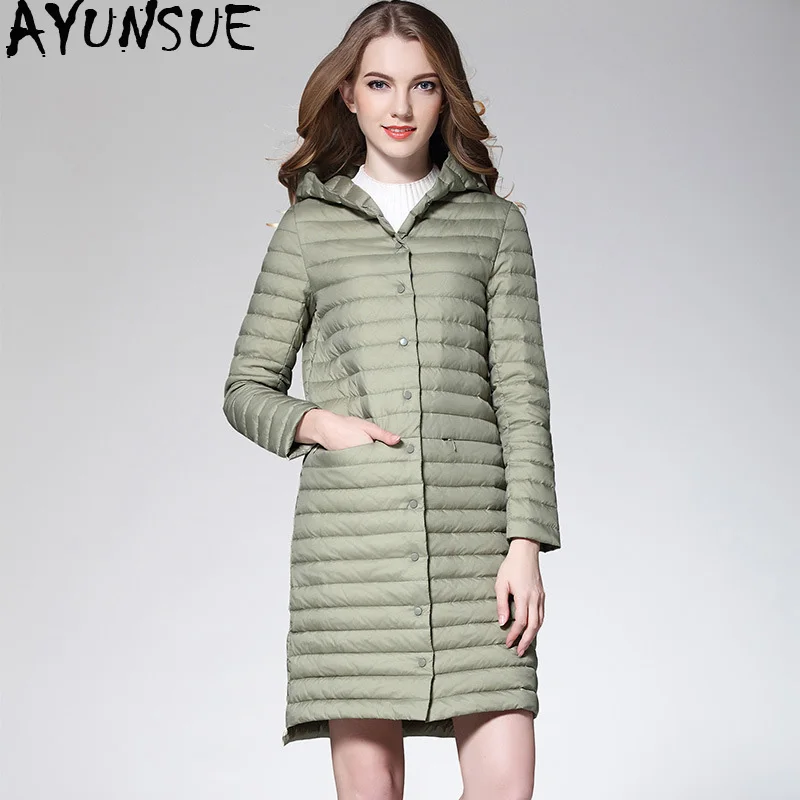 AYUNSUE Winter Duck Ultra Light Down Jacket Women Hooded