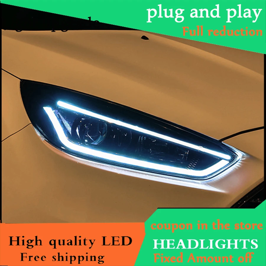 Head Lamp Case For Ford Focus MK3 2015 2017 Headlights LED Headlight DRL Lens Double Beam Bi Head Lamp Case For Ford Focus MK3 2015 2017 Headlights LED Headlight DRL Lens Double Beam Bi