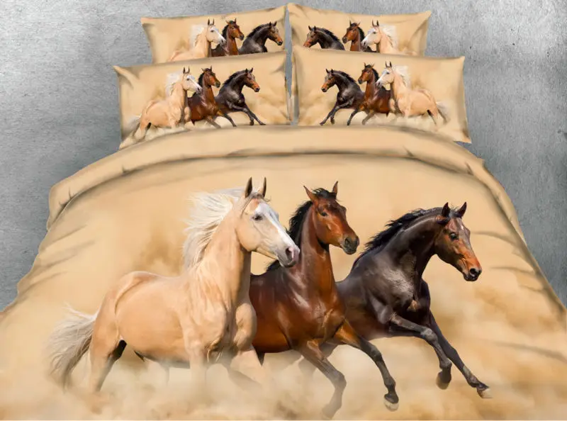 JF013 Fine running horses print bedding 5pcs luxury horse comforter set