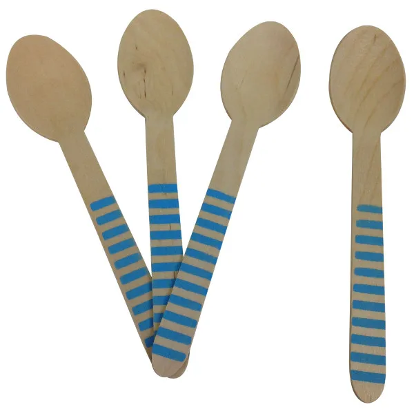 WC62 Blue Spoons 50 шт./лот, 6,5 дюймов, винтажные полосатые деревянные столовые приборы, посуда, деревянные ложки, ножи, вилки, вечерние, подарки на день рождения, Настольные принадлежности - Цвет: WC62 Blue Spoons