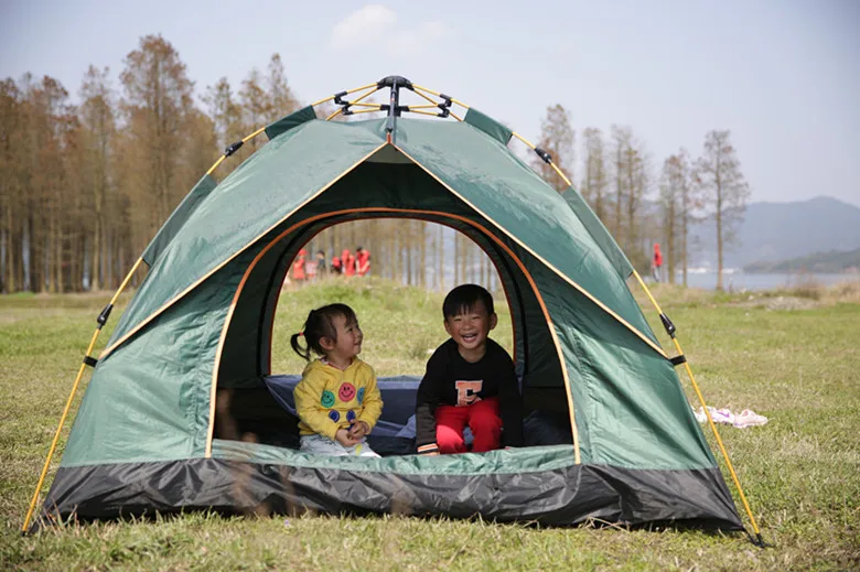 Двухслойные палатки для кемпинга для 3-4 человек, используемые для весны/осени/зимы для рыбалки/выживания/езды на велосипеде/путешествия