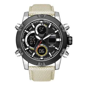 

Fashion Men's Watch 2018 Nylon Band Quartz Clock 30M Waterproof Dual Display Multifunction Wristwatch Dress Business Watches