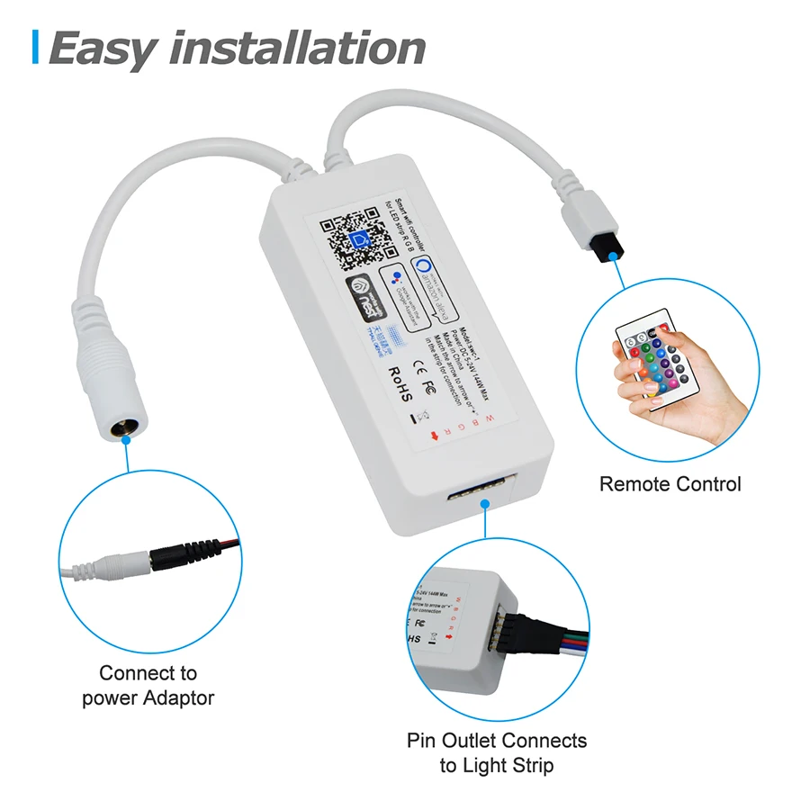 Wifi RGBW Светодиодная лента управление Лер музыкальный таймер управление Лер смартфон приложение управление Amazon Alexa Google Home Голосовое управление DC5V-24V