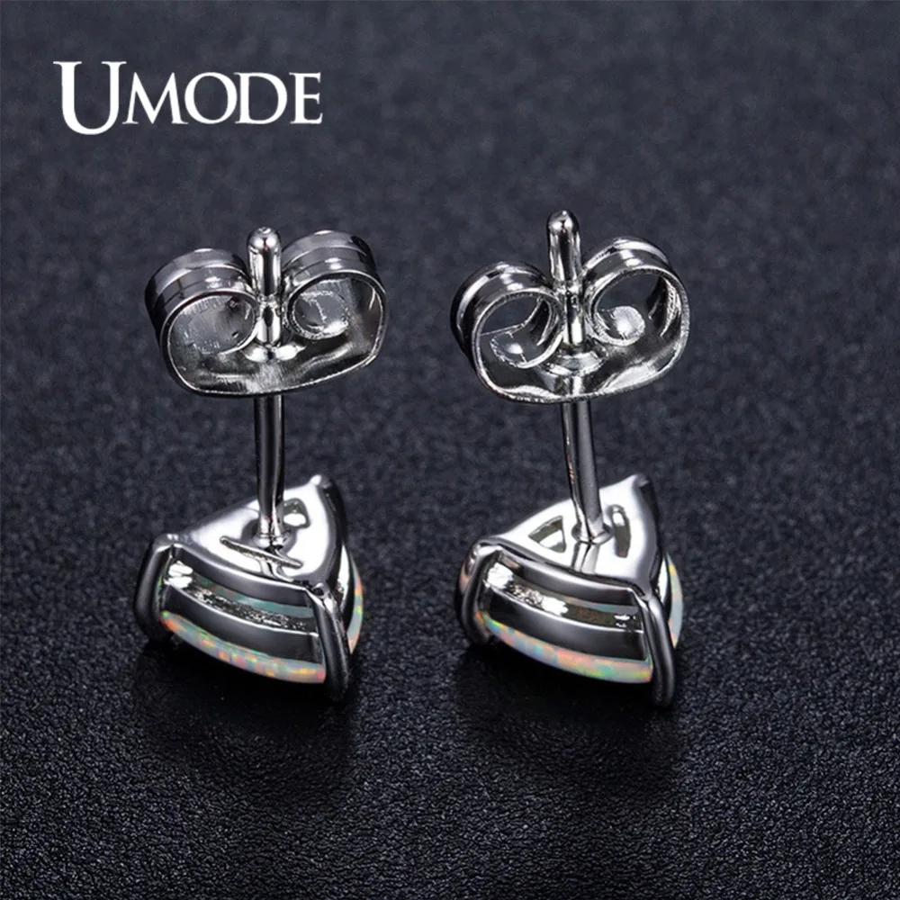 UMODE White Gold Color Trillion Opal Stud Earrings for Women 2018 Fashion Boucle D'Oreille Pendiente Mujer Moda Bijoux AUE0391B
