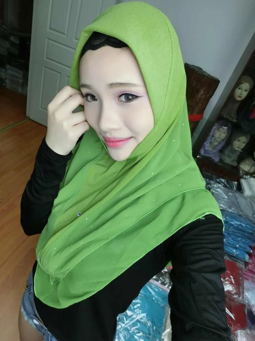 TJ Женская головная повязка хиджаб мусульманские шарфы капот мусульманские платки шарф, женский, хиджаб исламский высокого качества - Цвет: TJ150018