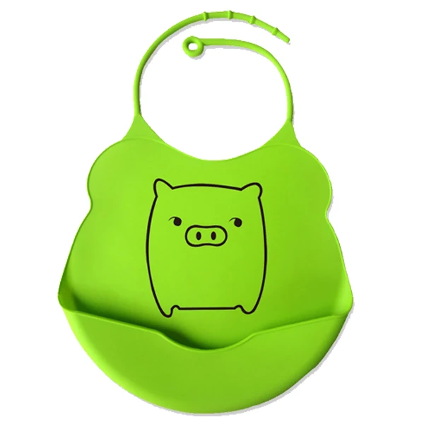 18 цветов, дизайн, детские нагрудники, водонепроницаемые Силиконовые Слюнявчики для кормления, Слюнявчики для новорожденных, Мультяшные водонепроницаемые фартуки, детские нагрудники - Цвет: green pig