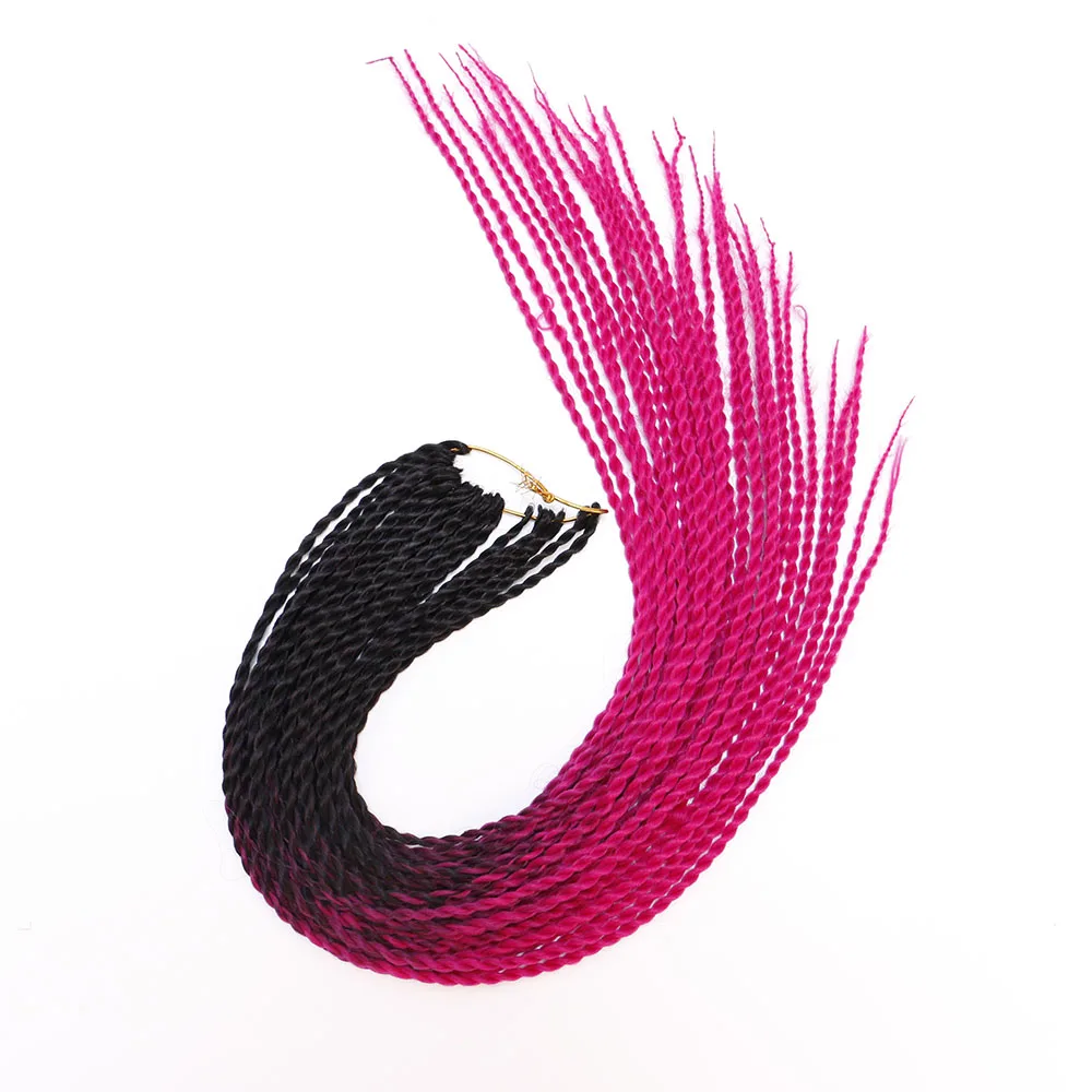 LISI волосы Омбре Сенегальские крученые волосы на крючках косички 24 дюйма 30 корней/упаковка синтетические плетеные волосы для женщин серые, синие, розовые, брови - Цвет: 1B/30HL