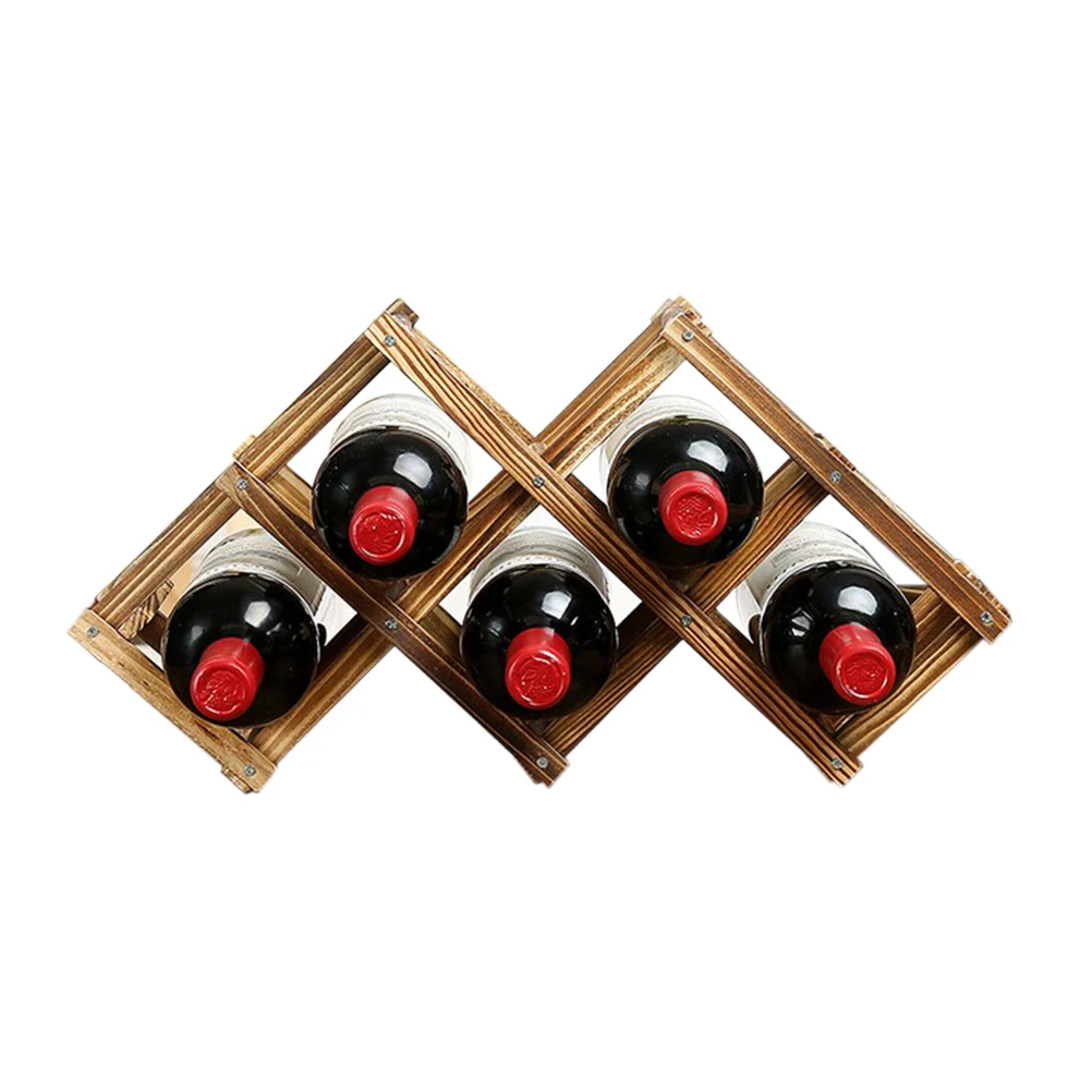 Foldable Wooden Wine Rack 6 Bottles Holder Mount Bar Display Shelf Folding Wood Wine Rack
