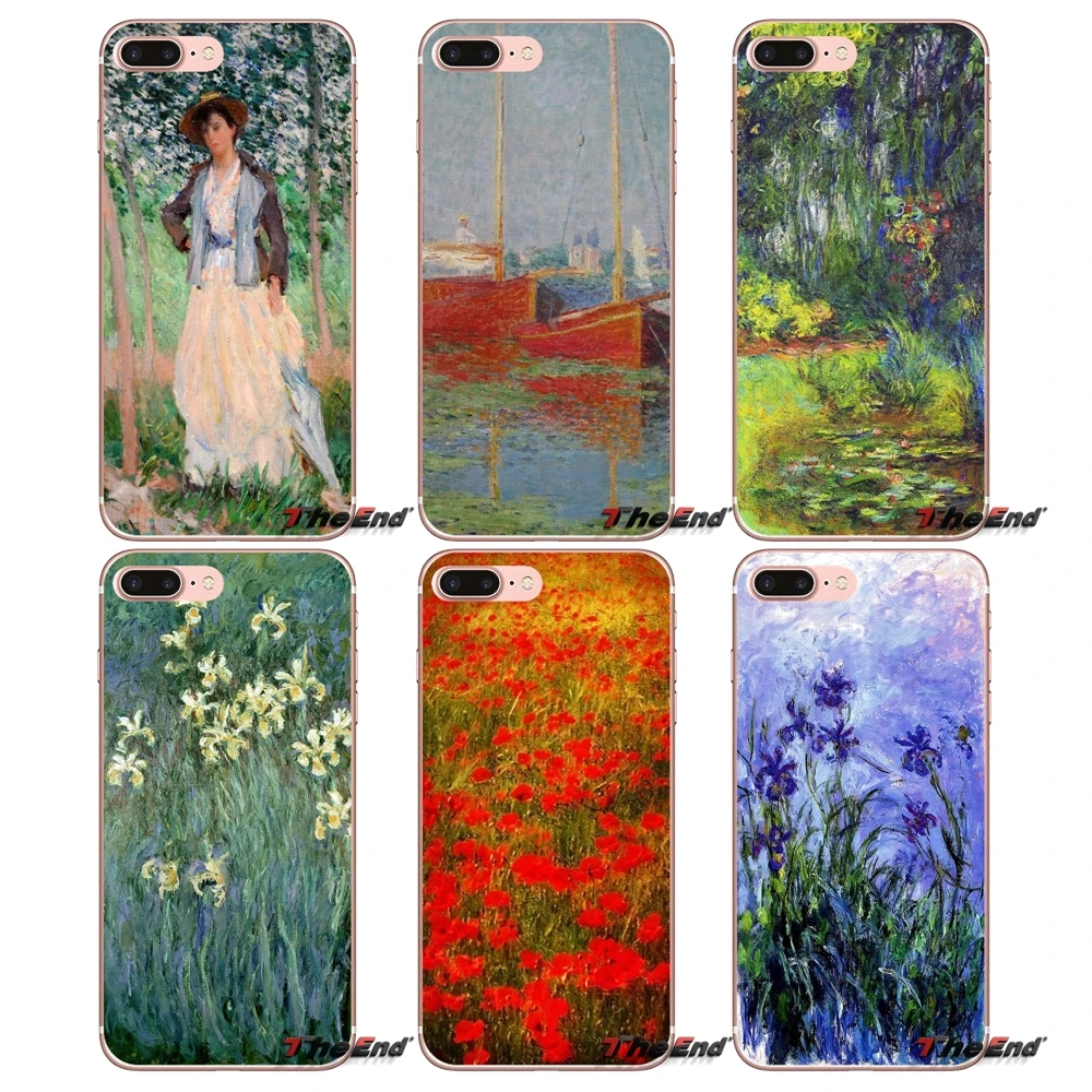 Мягкий чехол для iPhone X 4 4S 5 5S 5C SE 6 6S 7 8 Plus Samsung Galaxy J1 J3 J5 J7 A3 A5 2016 2017 Claude Monet