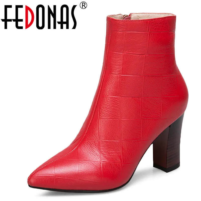 

FEDONAS Brand Women Basic Ankle Boots High Heels Autumn Winter Zipper Martin Shoes Party Prom Dancing Shoes Sexy Office Pumps